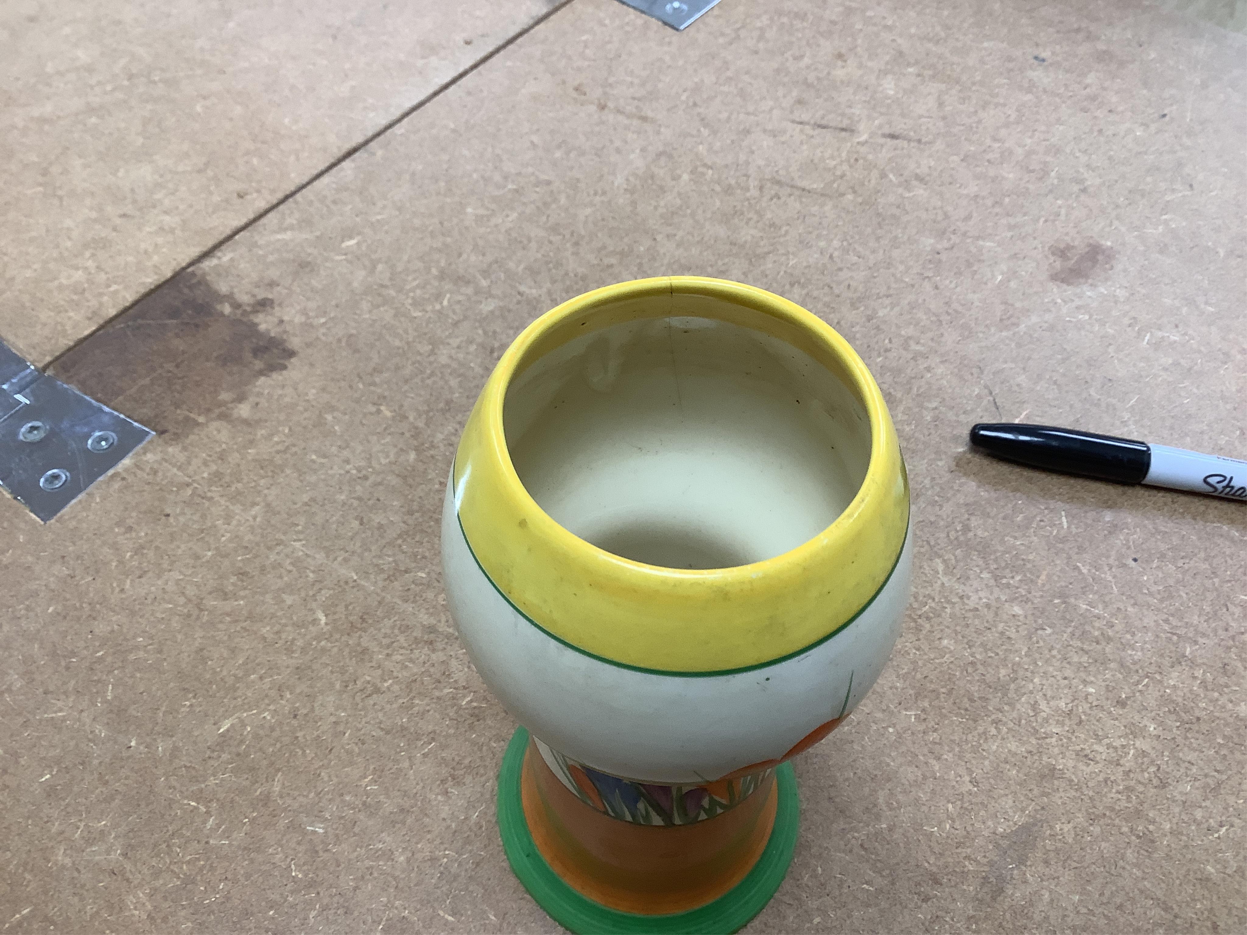 Two Clarice Cliff vases, Secrets and Crocus, Secrets 22cm